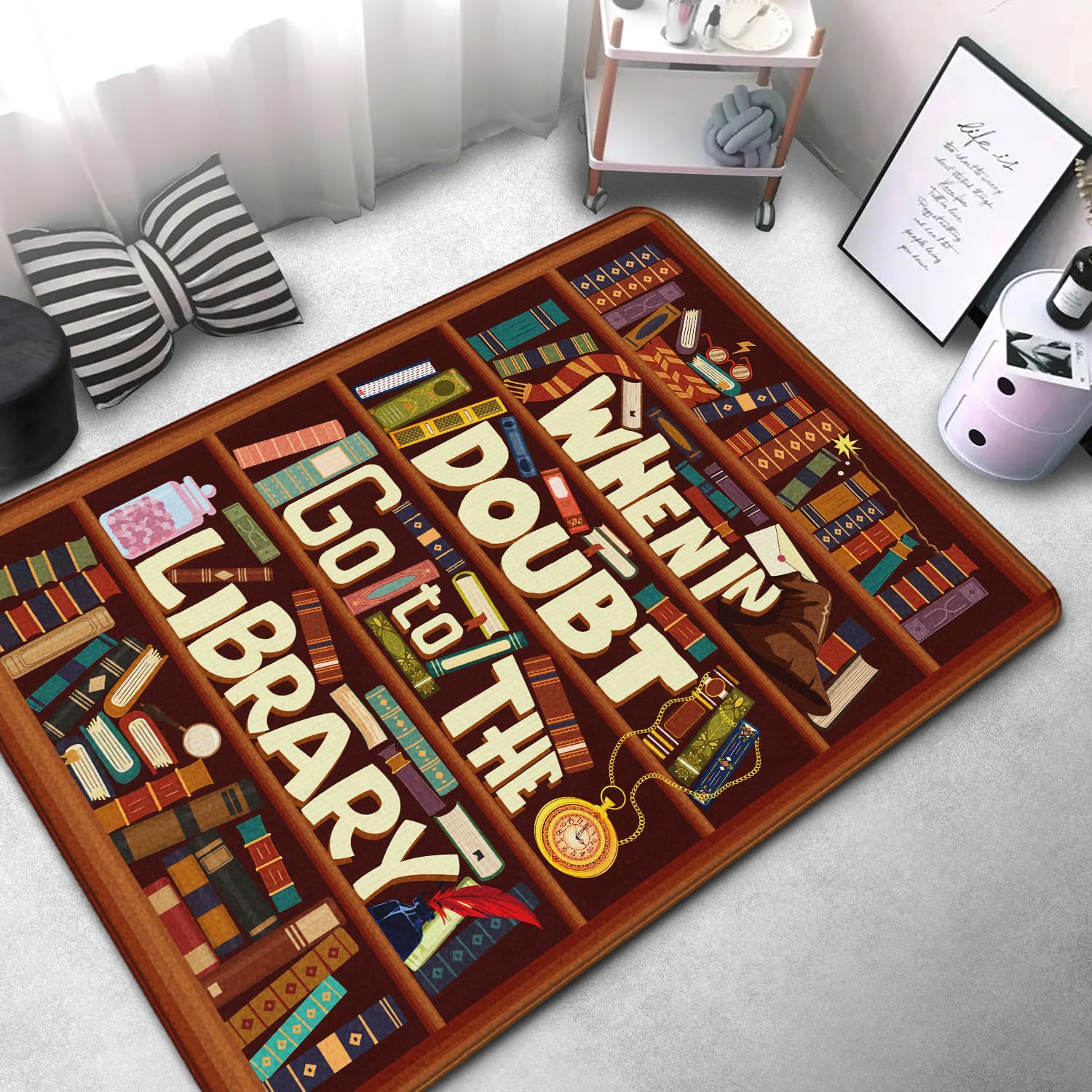 Bookshelf Area Rug for Teen St - Commercial Printing Books recension och pris