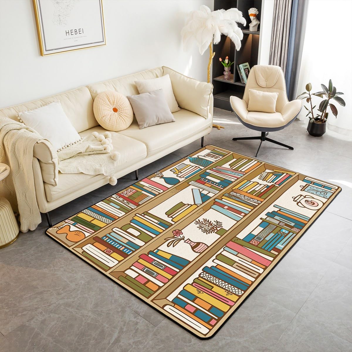 Bookshelf Area Rug for Teen St - Commercial Printing Books recension och pris